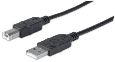 CABLE USB, MANHATTAN,306218, V2.0 A-B  0.9M, NEGRO