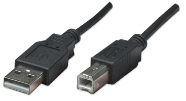 CABLE USB,MANHATTAN,374507, V2.0 A-B  0.5M, NEGRO